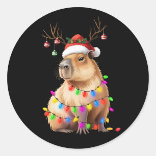カピバラ愛好家のためのクリスマスイルミネーション カピバラ クリスマス ラウンドシール