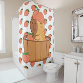 カピバラ桃のカーテン – かわいい動物の窓の装飾 シャワーカーテン (インサイチュ)