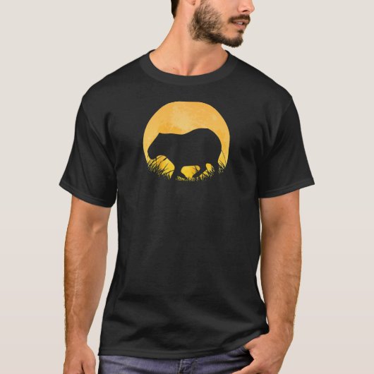 カピバラ簡単ハロウィーン衣装哺乳類月装束 Tシャツ (正面)