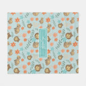 カピバラ花緑名前をカスタムする フリースブランケット (正面(横))