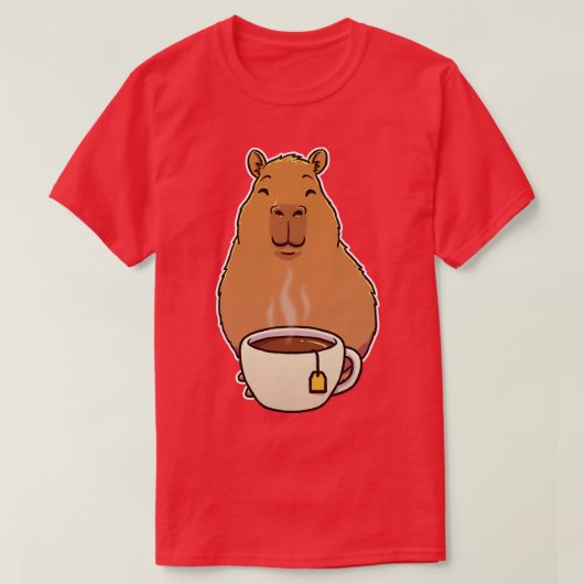 カピバラ茶カップ Tシャツ (デザイン正面)