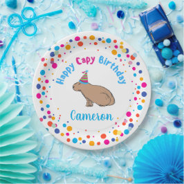 カピバラ誕生日カラフルかわいい子供たちのパーティー ペーパープレート