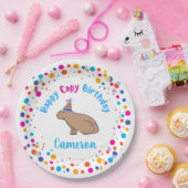 カピバラ誕生日カラフルかわいい子供たちのパーティー ペーパープレート (パーティー)