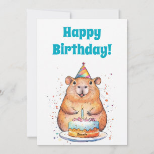 カピバラ誕生日ハッピーバースデーフラットホリデーカード シーズンカード