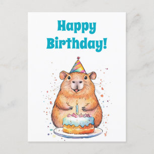 カピバラ誕生日ハッピーバースデーフラットホリデーカード シーズンポストカード
