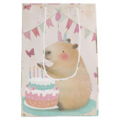 カピバラ誕生日バッシュパーティーデコーミディアム抱き枕 ミディアムペーパーバッグ (裏面)