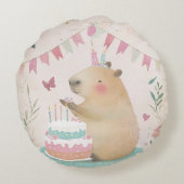 カピバラ誕生日バッシュラウンド装飾用クッション ラウンドクッション (裏面)