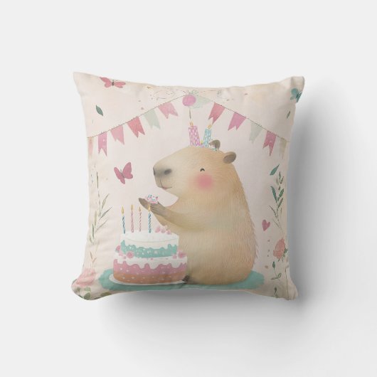 カピバラ誕生日バッシュ装飾用クッション クッション (正面)