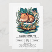 カピバラ誕生日招待状 招待状 (正面/裏面)