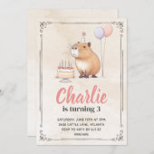 カピバラ誕生日招待状 招待状 (正面/裏面)