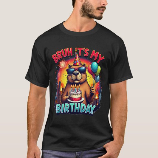 カピバラ貝州誕生日パーティー日本モンスターカピツィ Tシャツ (正面)