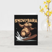 カピバラ雪ボード – スノーボーディングスノーボーダースノーボード カード (黄色い花)