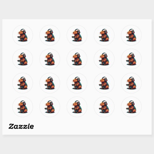 カピバラ面白いビデオゲームカピバラ ラウンドシール (シート)