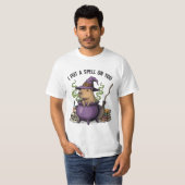 カピバラ魔女カルドロン – 面白いハロウィーン魔法 Tシャツ (正面フル)