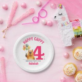 カピバラ4歳の誕生日おめでとう ピンクHAPPY+CAPPY オーダーメイド ペーパープレート