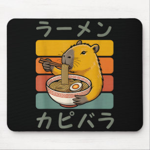 カピバラ アニメ グラフィック ラーメン かわいい 日本製 ビンテージ マウスパッド