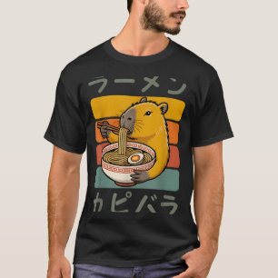 カピバラ アニメ グラフィック ラーメン かわいい 日本製 ビンテージ Tシャツ