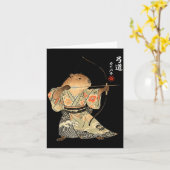 カピバラ+アーチェリー+サムライ+弓道+日本の動物アート カード (黄色い花)