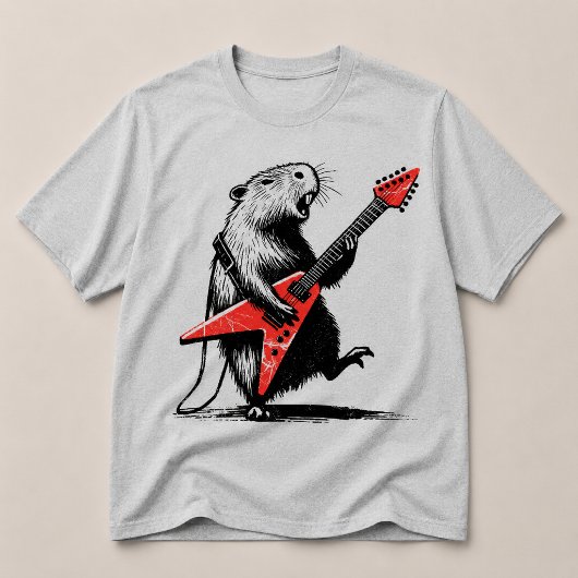 カピバラ エレキギター ロックオン Tシャツ
