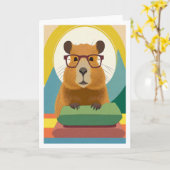 カピバラ カード (黄色い花)