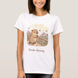カピバラ ガーデン セレニティ かわいい 自然 婦人Tシャツ Tシャツ