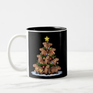 カピバラ クリスマスツリー ギフト 楽しい Xmas カピ ツートーンマグカップ