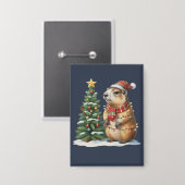 カピバラ クリスマス カピ 動物好き クリスマス 缶バッジ (正面/裏面)
