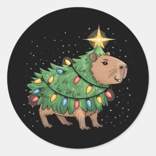 カピバラ クリスマス ギフト カピ 楽しい クリスマスツリー ラウンドシール