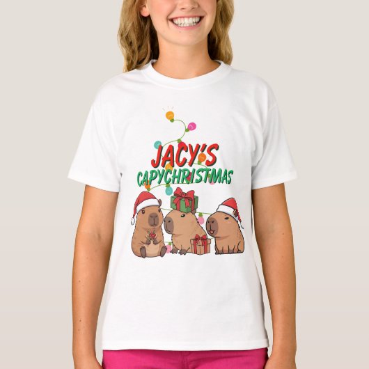 カピバラ クリスマス ホリデー Tシャツ (正面)