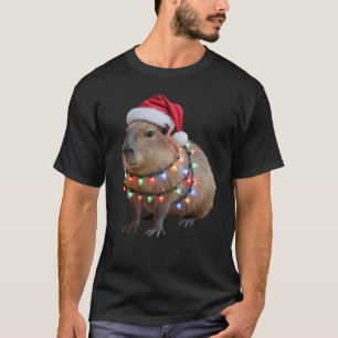 カピバラ クリスマス ライト Xmas ホリデー カピ Tシャツ