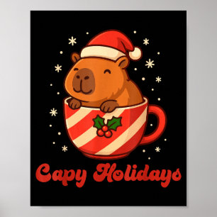 カピバラ クリスマスTシャツ 面白いカピバラの休日 ポスター