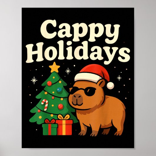 カピバラ クリスマスTシャツ 面白いカピ ホリデー ポスター (正面)