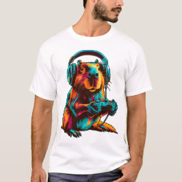 カピバラ ゲーマー ゲーム グラフィック 面白い Tシャツ