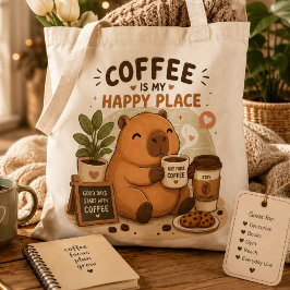 カピバラ コーヒー ラブ コーヒーが私の幸せな場所 かわいい トートバッグ