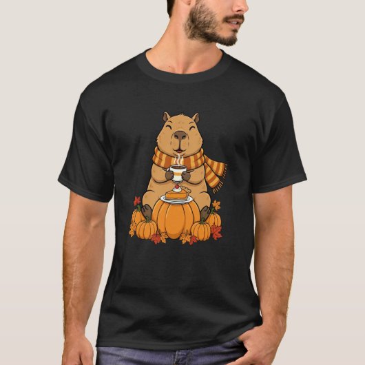 カピバラ コーヒー 秋 感謝祭 レディース M Tシャツ (正面)
