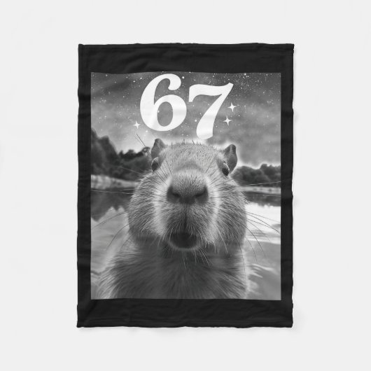 カピバラ セルフィー 67 ミーム カピ グラフィック メンズ フリースブランケット (正面)