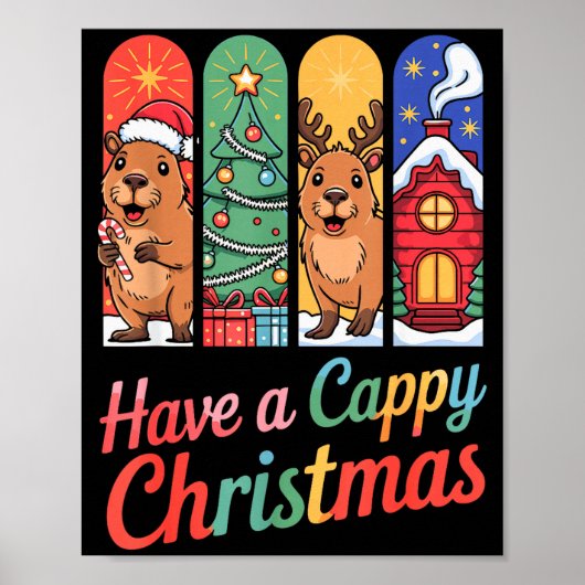 カピバラ トナカイ クリスマス カピバラのクリスマスを ポスター (正面)