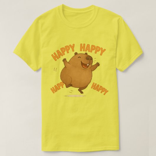 カピバラ「ハッピーカピバラ」 Tシャツ (デザイン正面)