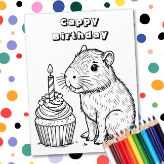 カピバラ パン 誕生日 |ぬりえ