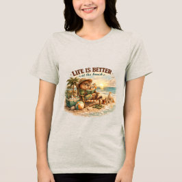 カピバラ ビーチライフ ビーチでの生活は最高です かわいいスイ トライブレンドＴシャツ