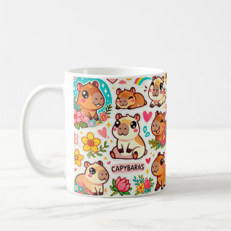 カピバラ ブルーム – かわいいビジュアルのマグカップ コーヒーマグカップ
