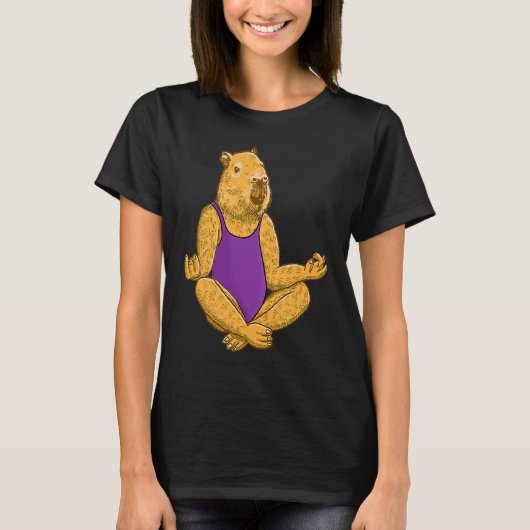 カピバラ ヨガ ポーズ 瞑想 エクササイズ g tシャツ (正面)