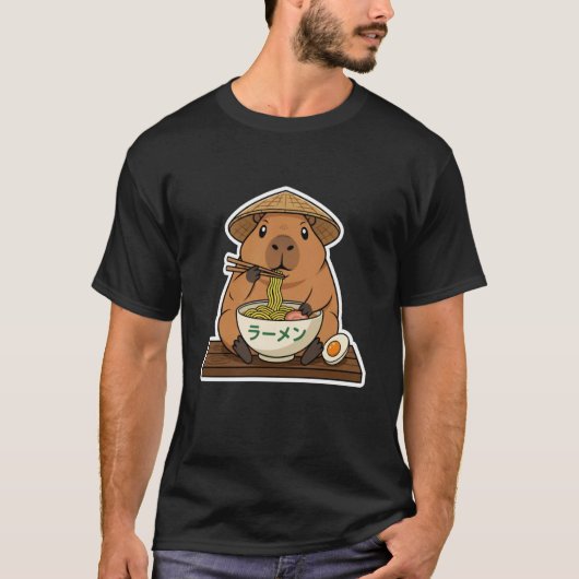 カピバラ ラーメン グラフィック アニメ Tシャツ (正面)