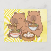カピバラ ラーメン 楽しい  ポストカード (正面)