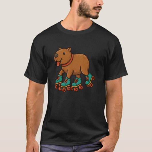 カピバラ ローラースケート スケート Tシャツ (正面)