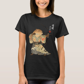 カピバラ 弓道 サムライ 弓道 日本の動物アート Tシャツ