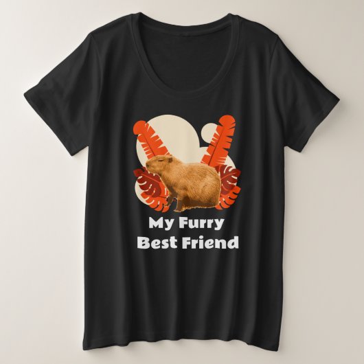 カピバラ 私の愛しいふわふわの友達 プラスサイズTシャツ (デザイン正面)