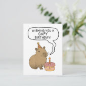 カピバラ 誕生日 かわいい 手描き カピバラ大好き パン派  ポストカード (スタンド正面)