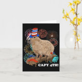 カピバラ 4th Of July 愛国的な花火 キャピーフォー カード (黄色い花)