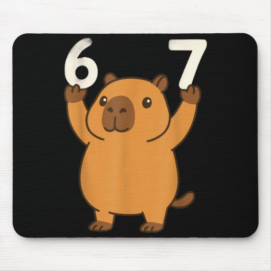 カピバラ 67 面白い メメ 六 七 マウスパッド (正面)